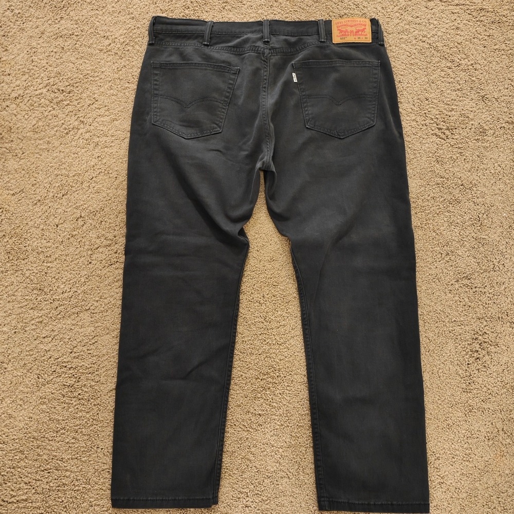 Levis 502 Regular Taper Pants Mens 38x30 Charcoal Grey Faded Black 29507-0050 - Picture 3 of 7